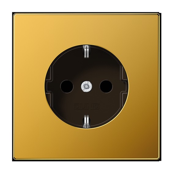 Розетка JUNG LS METAL, скрытый монтаж, с заземлением, со шторками, золотой, LS1520KIGGO