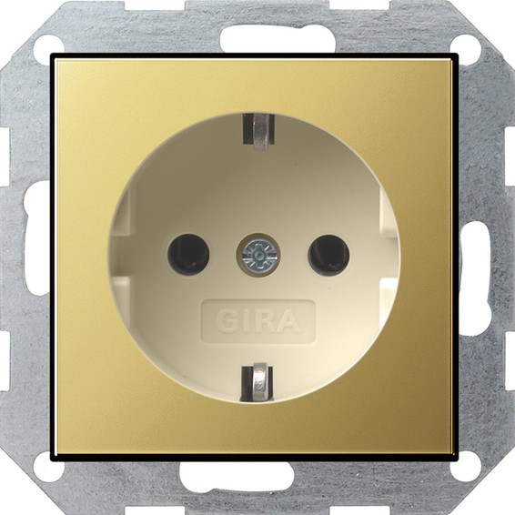 Розетка Gira SYSTEM 55, скрытый монтаж, с заземлением, латунь, 0466614, G0466614