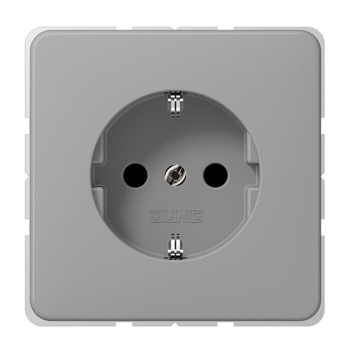 Розетка JUNG CD 500, скрытый монтаж, с заземлением, серый, CD520GR