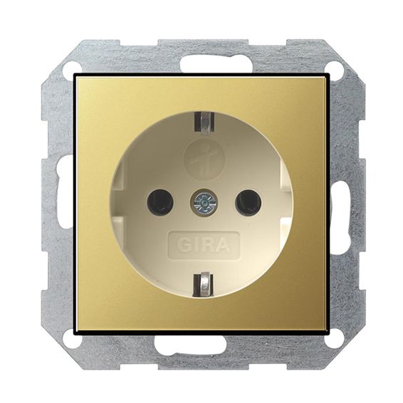 Розетка Gira SYSTEM 55, скрытый монтаж, с заземлением, латунь, 0188614, G0188614