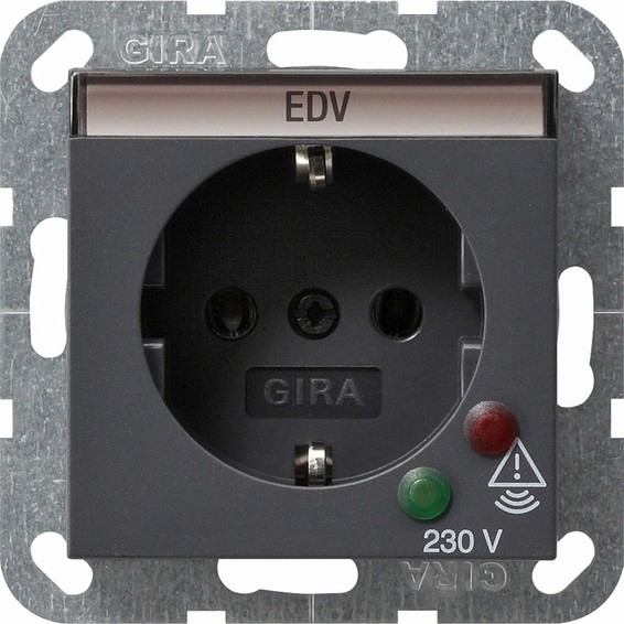 Розетка Gira SYSTEM 55, скрытый монтаж, с заземлением, антрацит, 045128, G045128