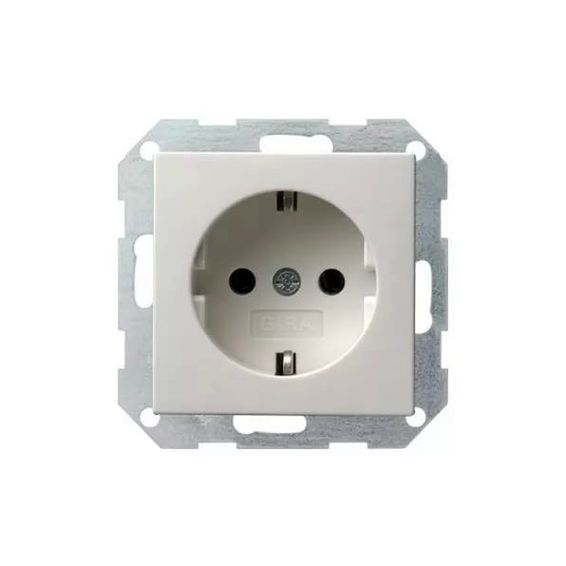 Розетка Gira SYSTEM 55, скрытый монтаж, с заземлением, белый глянцевый, 018803, G018803