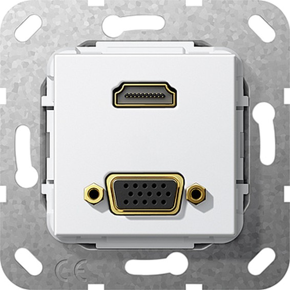 Розетка HDMI+VGA Gira SYSTEM 55, белый, 567703, G567703