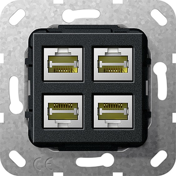 Розетка компьютерная RJ45 Cat.5 Gira SYSTEM 55, черный, 569810, G569810