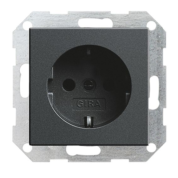 Розетка Gira SYSTEM 55, скрытый монтаж, с заземлением, антрацит, 018828, G018828