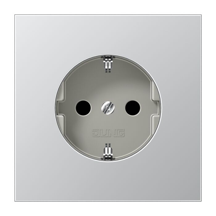 Розетка JUNG LS METAL, скрытый монтаж, с заземлением, алюминий, AL2520