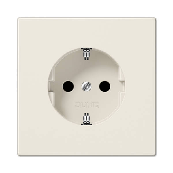 Розетка JUNG LS 990, скрытый монтаж, с заземлением, со шторками, бежевый, LS520KI