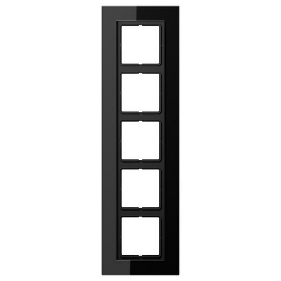 Рамка 5 постов JUNG LS PLUS, черное стекло, LSP985GLSW