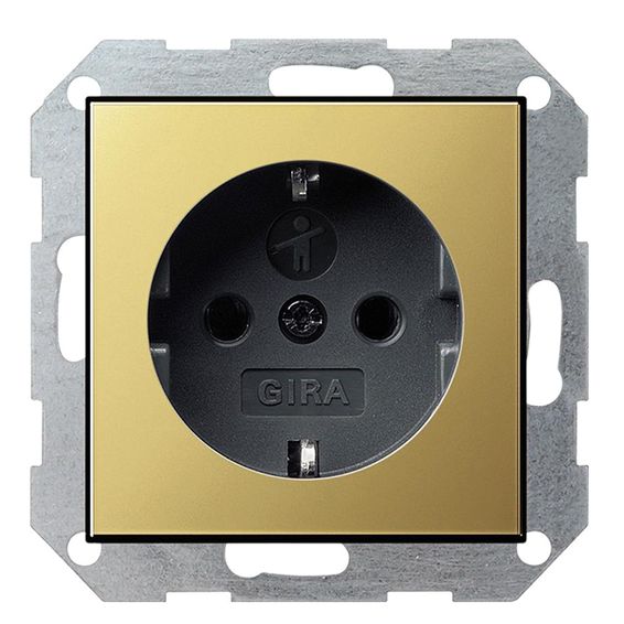 Розетка Gira SYSTEM 55, скрытый монтаж, с заземлением, латунь, 0188604, G0188604