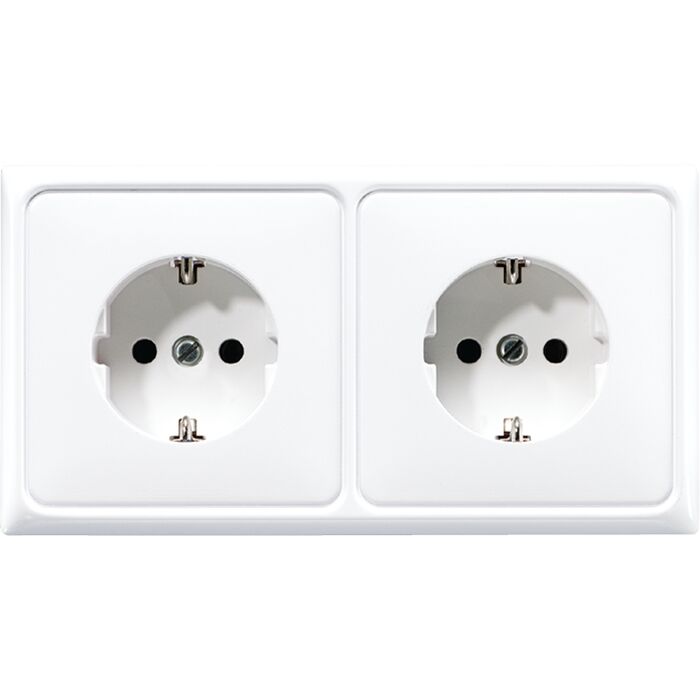 Розетка двухместная JUNG CD 500, скрытый монтаж, с заземлением, белый, CD522BFWW