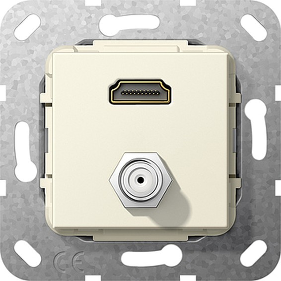 Розетка HDMI+SAT Gira SYSTEM 55, бежевый, 567501, G567501