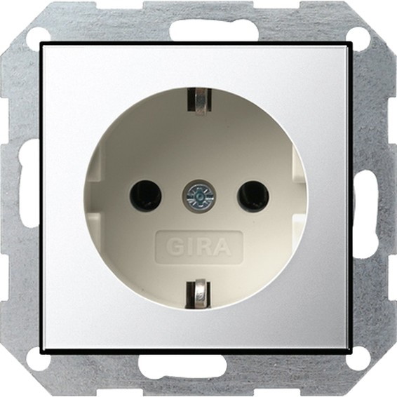 Розетка Gira SYSTEM 55, скрытый монтаж, с заземлением, хром, 0188615, G0188615