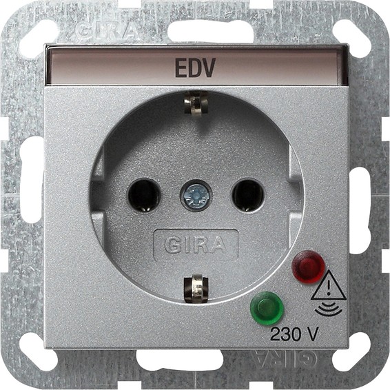 Розетка Gira SYSTEM 55, скрытый монтаж, с заземлением, алюминий, 045126, G045126