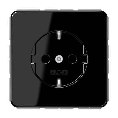 Розетка JUNG CD 500, скрытый монтаж, с заземлением, черный, CD1521SW