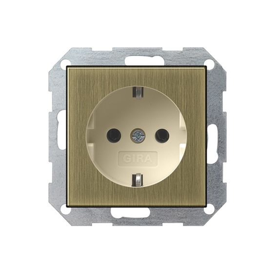 Розетка Gira SYSTEM 55, скрытый монтаж, с заземлением, бронза/кремовый, 0188613, G0188613
