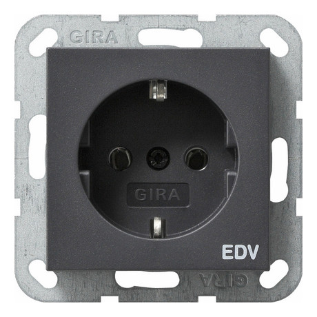 Розетка Gira SYSTEM 55, скрытый монтаж, с заземлением, антрацит, 045828, G045828