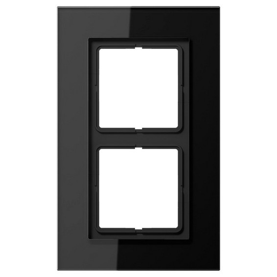 Рамка 2 поста JUNG LS PLUS, черное стекло, LSP982GLSW
