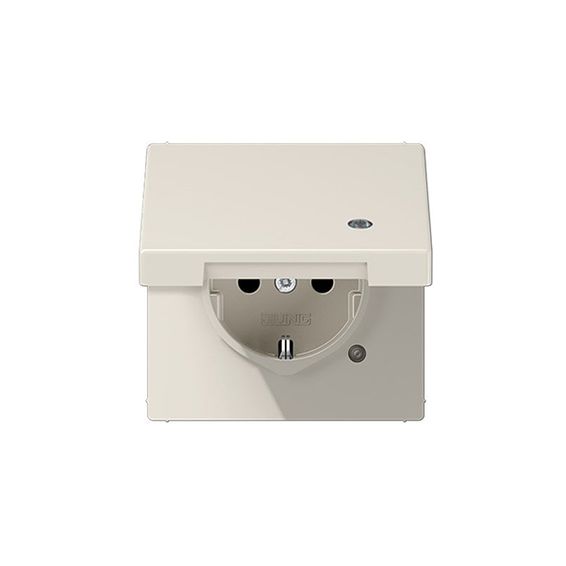 Розетка JUNG LS 990, скрытый монтаж, с заземлением, с крышкой, бежевый, LS1520KL