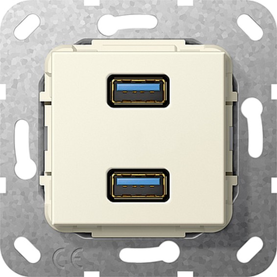 Розетка 2xUSB Gira SYSTEM 55, бежевый, 568401, G568401