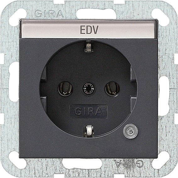 Розетка Gira SYSTEM 55, скрытый монтаж, с заземлением, антрацит, 045228, G045228
