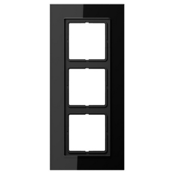 Рамка 3 поста JUNG LS PLUS, черное стекло, LSP983GLSW