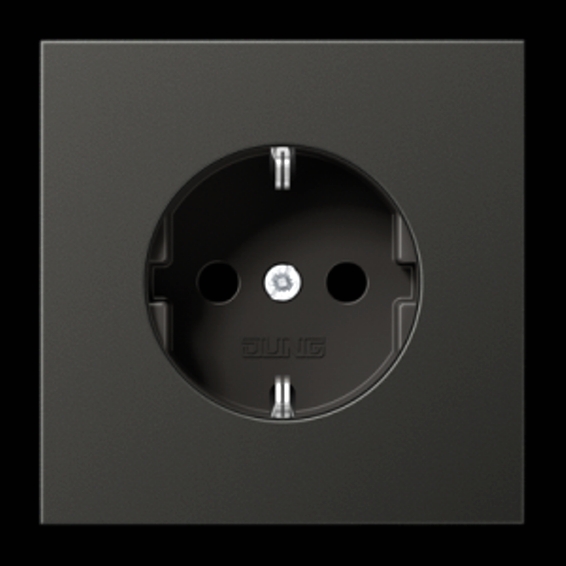 Розетка JUNG LS METAL, скрытый монтаж, с заземлением, антрацит, AL1520AN
