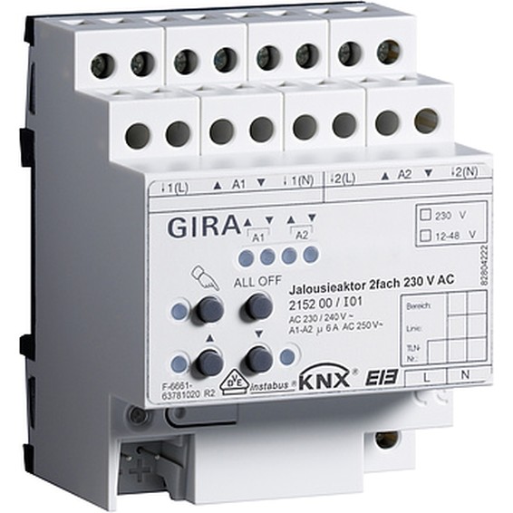 Уст-во управ жал-и  2-кан, 230В AC KNX/EIB REG, G215200