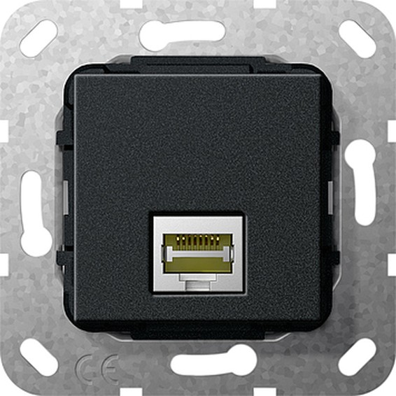 Розетка компьютерная RJ45 Cat.6 Gira SYSTEM 55, черный, 569510, G569510
