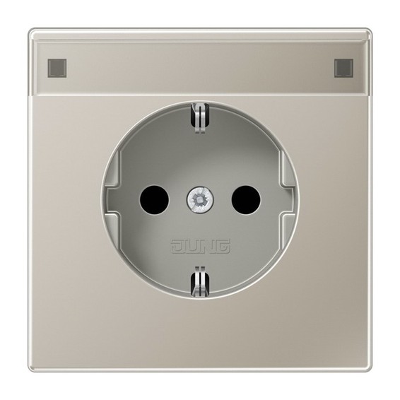 Розетка JUNG LS METAL, скрытый монтаж, с заземлением, стальной, ES1520NAKO