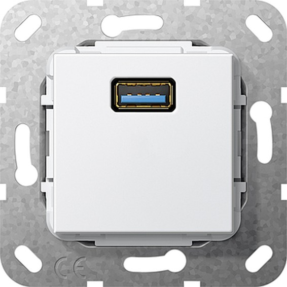 Розетка 1xUSB Gira SYSTEM 55, белый, 568203, G568203