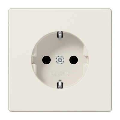 Розетка JUNG LS 990, скрытый монтаж, с заземлением, со шторками, бежевый, LS1521KI