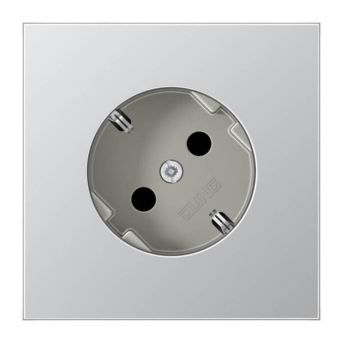 Розетка JUNG LS 990, скрытый монтаж, с заземлением, алюминий, AL2520-45