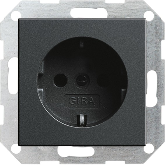 Розетка Gira SYSTEM 55, скрытый монтаж, с заземлением, антрацит, 046628, G046628