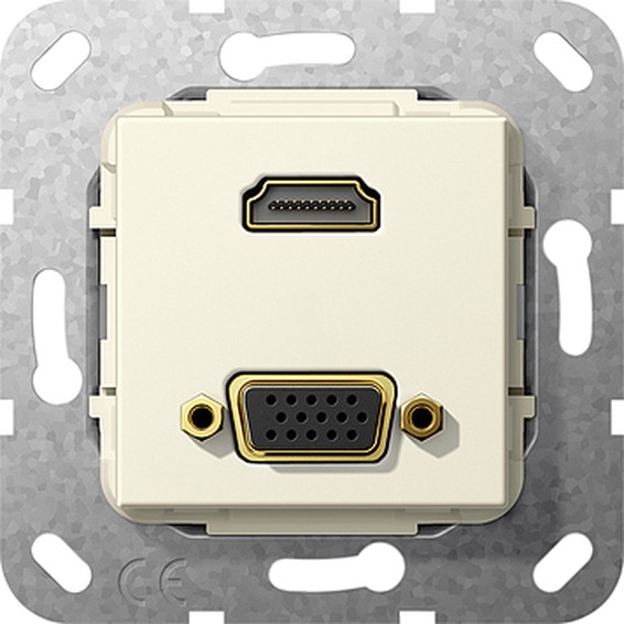 Розетка HDMI+VGA Gira SYSTEM 55, бежевый, 567601, G567601