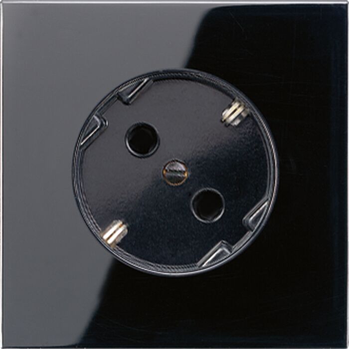 Розетка JUNG LS 990, скрытый монтаж, с заземлением, со шторками, черный, LS520-45SW