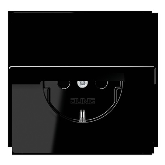 Розетка JUNG LS 990, скрытый монтаж, с заземлением, с крышкой, черный, LS1520KLSW