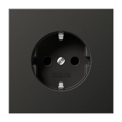 Розетка JUNG LS METAL, скрытый монтаж, с заземлением, со шторками, антрацит, AL1521KIAN