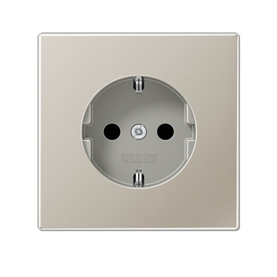 Розетка JUNG LS METAL, скрытый монтаж, с заземлением, стальной, ES1520