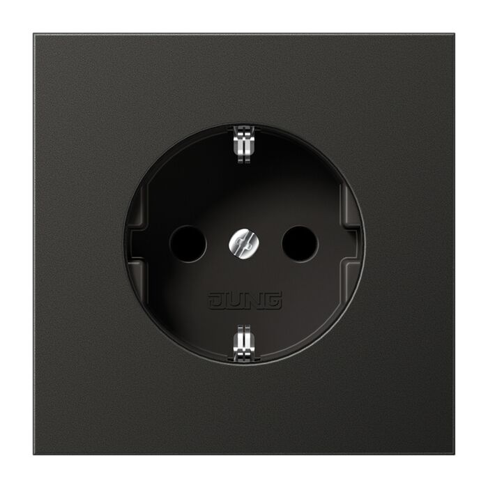 Розетка JUNG LS METAL, скрытый монтаж, с заземлением, антрацит, AL2520AN