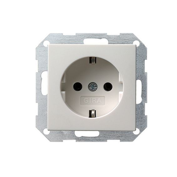 Розетка Gira SYSTEM 55, скрытый монтаж, с заземлением, белый матовый, 018827, G018827