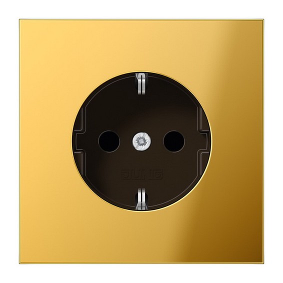 Розетка JUNG LS METAL, скрытый монтаж, с заземлением, золотой, GO1520