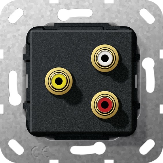 Розетка 2RCA+композитный Gira SYSTEM 55, черный, 563610, G563610