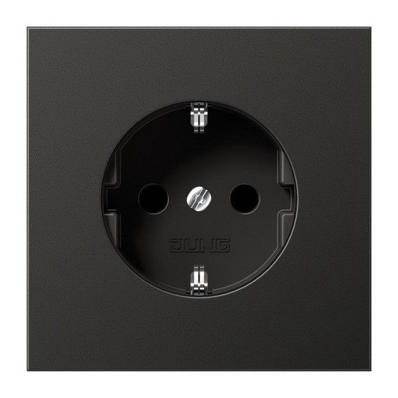 Розетка JUNG LS METAL, скрытый монтаж, с заземлением, со шторками, антрацит, AL1520KIAN