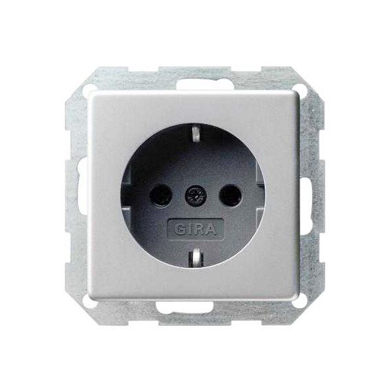 Розетка Gira SYSTEM 55, скрытый монтаж, с заземлением, алюминий, 018826, G018826