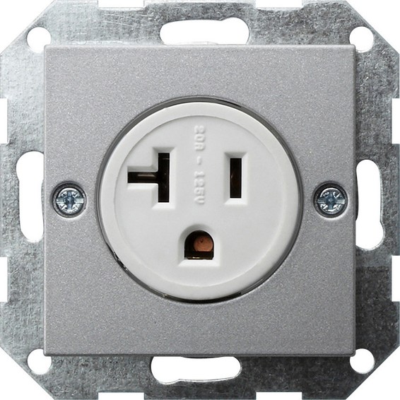Розетка Gira SYSTEM 55, скрытый монтаж, алюминий, 048726, G048726