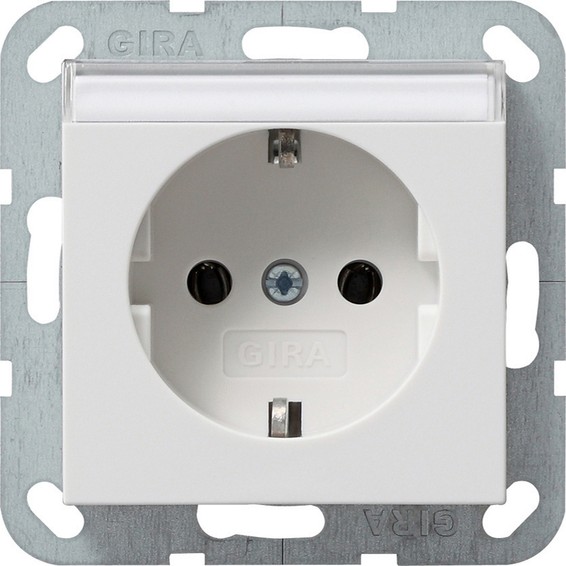 Розетка Gira SYSTEM 55, скрытый монтаж, с заземлением, белый матовый, 045727, G045727