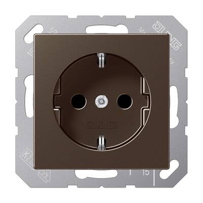 Розетка JUNG FD FRAMES, скрытый монтаж, с заземлением, со шторками, мокко, A1521KIMO