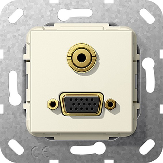 Розетка VGA+mini-jack Gira SYSTEM 55, бежевый, 565801, G565801