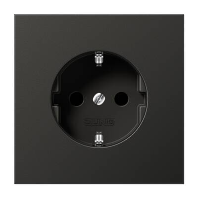 Розетка JUNG LS METAL, скрытый монтаж, с заземлением, антрацит, AL2521AN
