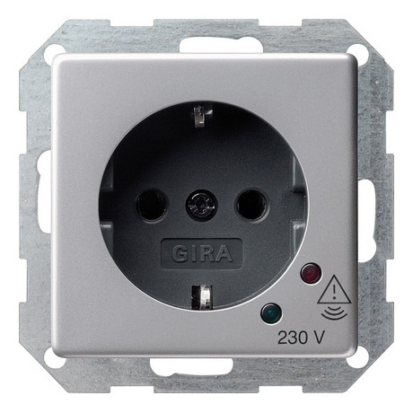 Розетка Gira E22, скрытый монтаж, с заземлением, алюминий, 0451203, G0451203